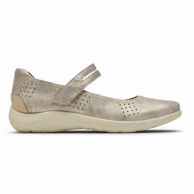 Rockport Cobb Hill Amalie Double-Strap Mary Jane Flache Schuhe Damen Grau MZY-428516